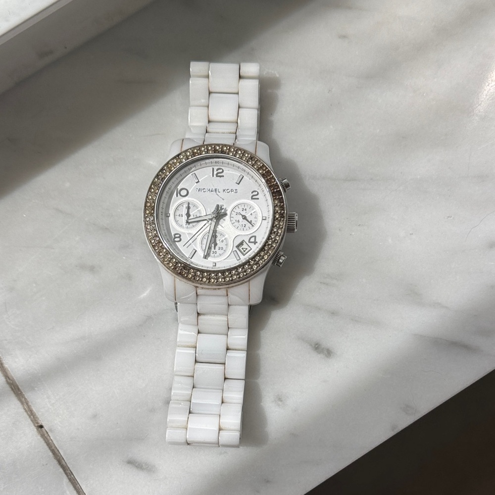 Michael Kors White Ceramic Chronograph Watch